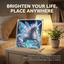 2D Square Acrylic 7.48 Inches Puzzle With Stand Photo Frame, Starry Sky Cloud Sea Transparent Colorful Wing Unicorn Crystal Gem Dreamy Puzzle - Multicolor - View 4