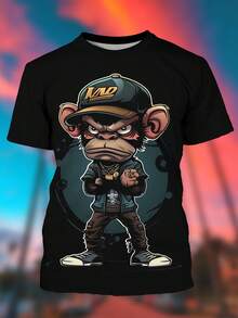[Pierson Selection] Adult T-Shirt With 3D Digital Print, New Summer T-Shirt For Men - 木炭 - 查看 2