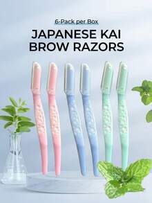 KAI 6pcs Japan Face Razor Set, Eyebrow With Protective Net, Facial Hair Trimmer For Women, Suitable For Facial And Body Hair Removal, Essential Hairdressing Product ,Portable Grooming Kit For Travel & Home Use, Beauty Tool, Shaver For Women, Razor Blade - View 5