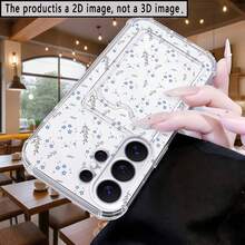 Funda de teléfono con patrón floral de mariposas azules creativas, airbag anti-caída, portacartas transparente integrado, compatible con Samsung Galaxy S25 S24 S23 S22 Ultra/A12 A13 A14 A15 A16 A34 A35 A36 A53 A54 A55 A56 A04 A05 A06 A07/Note 10 20/ 10C 12C 13C 14C/Honor X7B X7C X8 X8C X9 X9A X9B X9C/ C67 C65 C55 C53 C35 C33 C31 C30 C25 C21Y C21 C11 - transparente - Ver 1