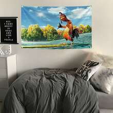 Chicken Joe Surfs Up Funny Expression Abstract Cartoon Art Design Tapestry Colorful Wall Hanging Flag, Suitable For Bedroom Living Room Dorm Halloween Party Decoration, Men's Private Space, Art Tapestry Banner Gift - Multicolor - View 4