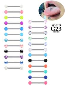 CIZME 6pcs Glow-In-The-Dark Nipple Rings Tongue Rings Nipple Rings Titanium Alloy 14G Straight Bar Piercing Jewelry, Sizes 12mm, 14mm, 16mm, 18mm - Multicolor - View 1