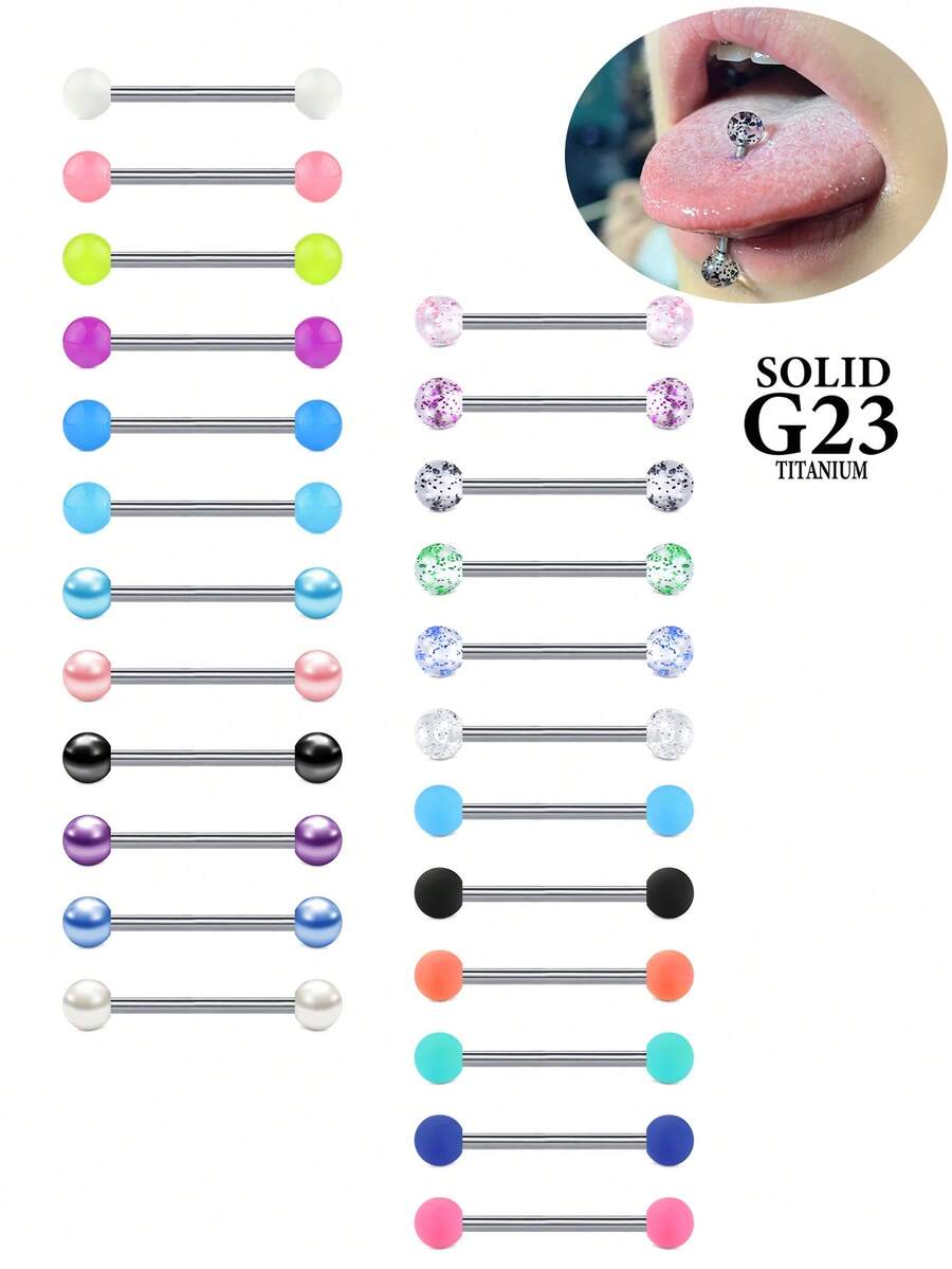 CIZME 6pcs Glow-In-The-Dark Nipple Rings Tongue Rings Nipple Rings Titanium Alloy 14G Straight Bar Piercing Jewelry, Sizes 12mm, 14mm, 16mm, 18mm - Multicolor - View 1