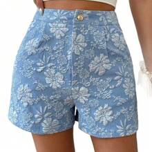 Nuevos shorts de mujer de verano, elegantes, de talle alto y pierna recta, con textura jacquard. - Negro - Ver 5