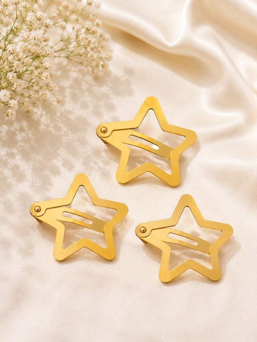 Mixed Colors Tic Tac Star Hair Clip Set Hair Accessories To Tame Frizz / Bangs Clip - 一套3個大金 - 查看 1