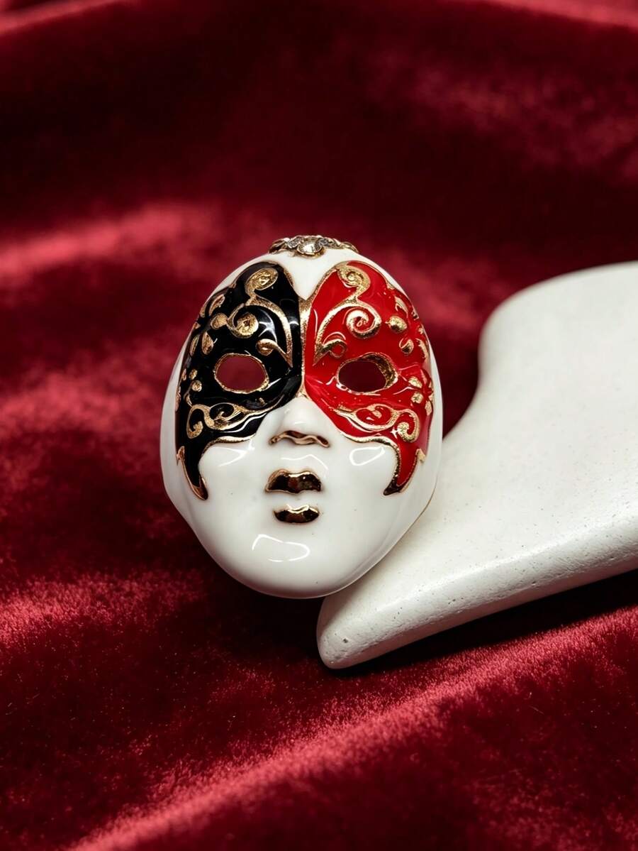 1PC Fashion Chinese Opera Mask Design Adjustable Ring, Suitable For Daily Wear And Gifting - Opera Mask Ring - View 1