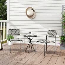 Poly Rattan Garden Furniture Set, 2-Person Garden Lounge Set, 3-Piece Set With 2 Stackable Chairs And A Table, Weather-Resistant, For Garden, Patio Or Balcony, Grey - 灰色 - 查看 7