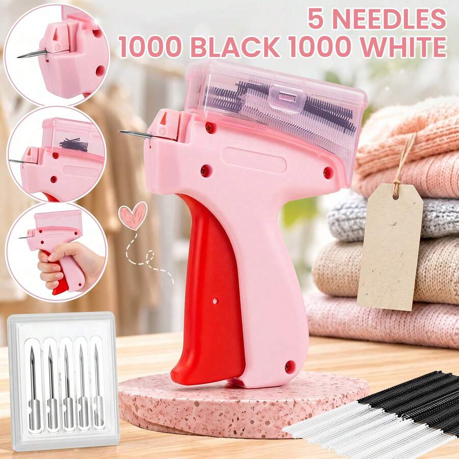 Stitchy - Alter Your Clothing Instantly - 1 Red And Pink Stitchy With 480 Micro Stitches & 1/5 Needles - At-Home Alterations - Wardrobe Assistant - 5 Needle Head - View 1