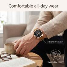 POEDAGAR 1pc Men's Casual PU Leather Band Luminous Waterproof Calendar Multifunction Stainless Steel Quartz Watch, Suitable For Daily Business, Gift Souvenir - Multicolor - View 6