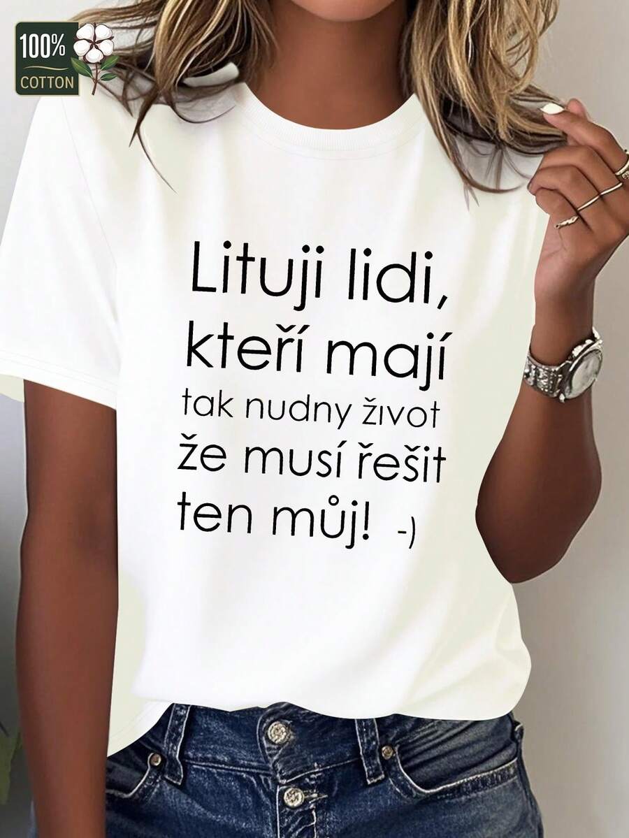 Camiseta de Mujer Checa Divertida y Cómoda - Ajuste Perfecto - Blanco - Ver 1