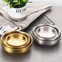 3pcs/1pc Stainless Steel Double-Layer Thickened Sauce Dish, Appetizer Plate, Heat-Resistant, Anti-Scald, Non-Slip, Suitable For Kitchen Restaurant Small Tools, Kitchen Serving Tray - Gold - View 9