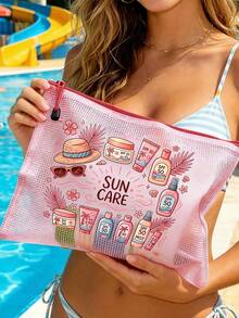 Exquisite Bikini-Muster PVC wasserdichte Strandtasche/Kulturtasche/Reißverschluss-Aufbewahrungstasche - leicht, langanhaltend und farbecht Damen-Make-up-Kulturtasche, TSA-konforme tragbare Make-up-Tasche, leicht zu reinigen; geeignet als Geschenk für Mütter, Lehrer, Freunde oder Krankenschwestern; kombiniert Make-up-Tasche und Reise-Aufbewahrungsfunktionen, unverzichtbar für Schulferien, Schulanfang und tägliche Ausflüge; Muttertagsgeschenk, Reise- und Sommer-Essential. - Verschiedenfarbig - Übersicht 4