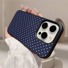 1pc Black Polka Dot UV Printed Pattern Design Leather Texture Phone Case - Multicolor - View 4