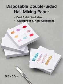 Double-Sided Nail Art Color Mixing Paper, Upgraded Longer & Thicker Disposable Color Mixing Paper, Non-Permeable Nail Polish Gel Painting Mixing Paper, Painting Blending Glitter Color Mixing Gel Display Card, Approx. 50 Sheets Per Book, 5.5cm/7.5cm Two Sizes Available - Multicolor - View 9