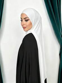 1 Middle Eastern Women's Soft Breathable Anti-Pilling Cotton Hijab – A Comfortable Everyday Muslim Hijab For All Seasons, Easy To Wear And Match. - White - View 4