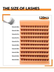 10 Rows 120pcs Single Cluster D Curl 10-16mm DIY False Eyelashes, Comes With Small Brush, Natural Lightweight Soft, Suitable For Beginners Home Daily Makeup, Can Be Used For Eyelash Extensions, Suitable For Daily Wear And Various Occasions - D - View 6