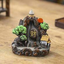 2D平面印刷壓克力材質仿石園林池塘景觀回流香爐瀑布香爐 1件裝，適用空氣淨化壓克力工藝家居裝飾，廚房、餐桌香爐，冥想瑜伽助眠裝飾擺件 - 1PC - 查看 4