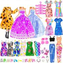 Set di 50 pezzi di vestiti e accessori per bambole di moda da 11,5 pollici, inclusi cappotto di pelliccia, abito da sposa, abito slip di moda, outfit, bikini, adatto per bambole da 30 cm come regalo (bambola non inclusa) - Stili di abbigliamento casuali - Visualizzare 7