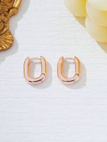 1 Pair Exquisite Minimalist Glossy Oval Fashion Earrings, Versatile For Women's Daily Casual, Party, Gathering And Vacation - Oval Earrings - View 7