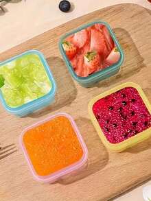 Juego de contenedores pequeños para almacenamiento de alimentos, cajas de almuerzo, cajas selladas para refrigerador, cajas de almacenamiento rectangulares de plástico selladas, contenedores pequeños de alimentos, frascos de especias multifuncionales, material de plástico de 2 oz con tapas - Multicolor - Ver 5