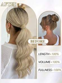 18-Inch Synthetic Long Curly Wavy Ponytail Wig With Hair Clips, Long Hair Tie, And Magic Drawstring, Suitable For All Women. - Multicolor - View 6