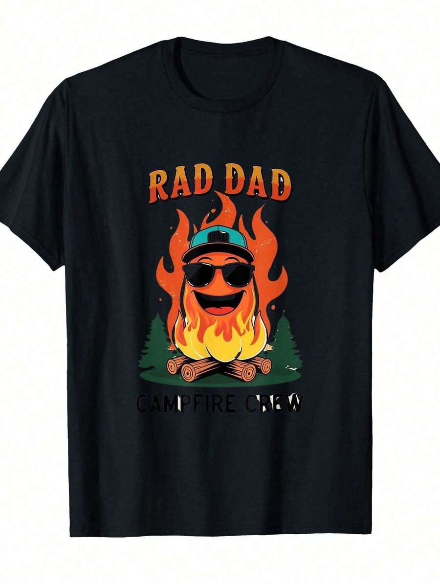 Camiseta gráfica Top pickLocalRad Dad Campfire Legend - Diseño divertido de jefe de campamento con llamas y pino, camiseta de cuello redondo suave y transpirable para hombre, uso casual al a - Multicolor - Ver 1