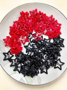 100/50/30/10pcs Personalized Y2K Five-Pointed Star BB Hair Clips, Black And Red Hair Clips, Basic Matching Hair Accessories - Suitable For Girls, Daily School, Party, Sports - Multicolor - View 5