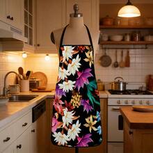 1 Stück Schürze mit Pflanzen- und Blumenmuster, Polyester-Material, geeignet zum Kochen, Grillen, Gärtnern, Malen, Maniküre, Unisex, für Innen- und Außenbereich - Verschiedenfarbig - Übersicht 2