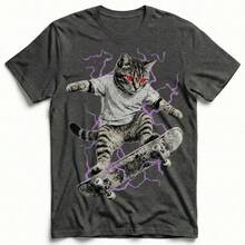 Zombie Cat Skater Undead Horror Graphic T-Shirt Skateboard Spooky Scary Tee Tshirt Graphic T Shirt Tops For Women - Black - View 6