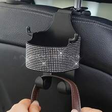 1件裝新款水鑽多功能汽車座椅收納袋，附杯架、2合1車用掛鉤，易安裝，耐用ABS材質，方便攜帶 - 鑲鑽收納杯架 - 查看 7