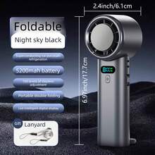 1pc Portable Hurricane Ice Pack Handheld Cooling Fan, With Lanyard, 100-Speed Adjustable Wind Speed, 5200mAh USB Rechargeable, With LED Digital Display, Suitable For Indoor And Outdoor Use Portable Mini Fan - H28 - View 12