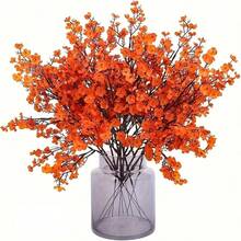 2pcs Autumn Orange Artificial Flower Bouquet - Vibrant Fabric Flowers, Suitable For Home And Kitchen Decor, Perfect For Dining Table Centerpiece, Bedroom Decor And Holiday Celebrations (Wedding, Halloween, Christmas) - No Container Needed - Multicolor - View 1