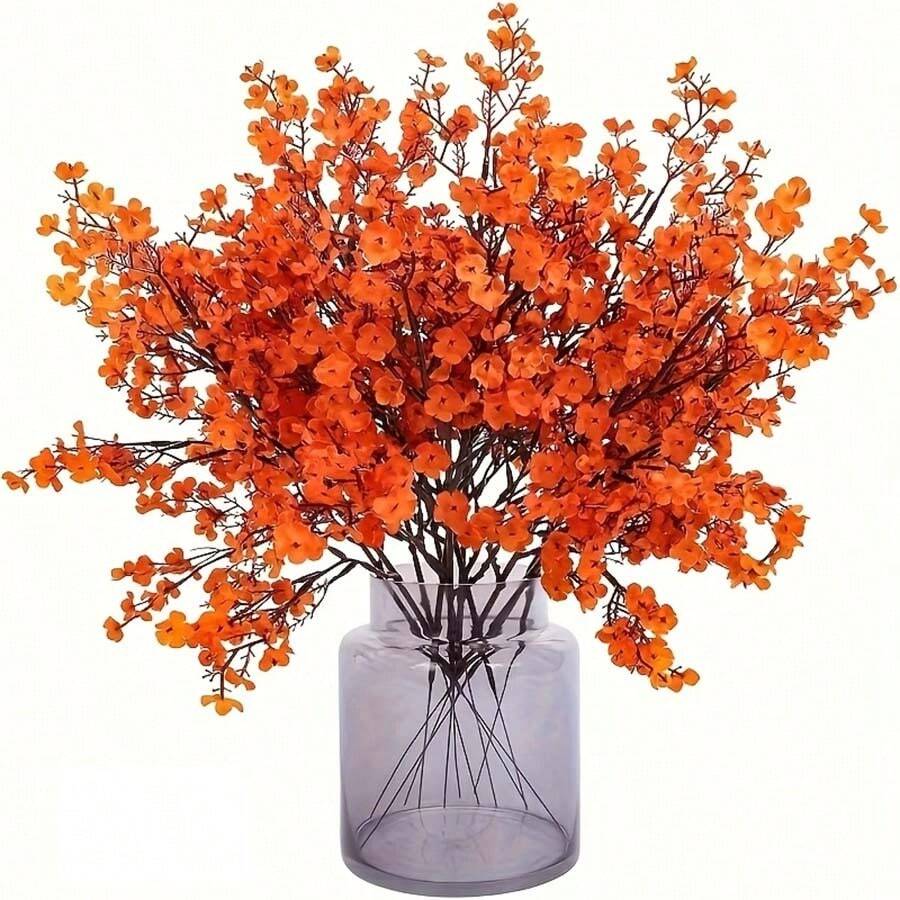 2pcs Autumn Orange Artificial Flower Bouquet - Vibrant Fabric Flowers, Suitable For Home And Kitchen Decor, Perfect For Dining Table Centerpiece, Bedroom Decor And Holiday Celebrations (Wedding, Halloween, Christmas) - No Container Needed - Multicolor - View 1