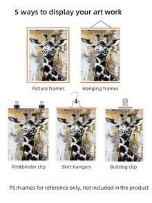 1 Peça Pôster de Arte de Girafa Sem Moldura Decoração de Parede Estética Apartamento Sala de Estar Quarto Volta às Aulas Pôsteres Divertidos Essenciais para Dormitório - girafa - Visão 6