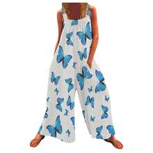 European And American Women's Fashion, New Summer 2026, Plus Size Jumpsuit With Print, Loose Straps And Wide Legs - L3 - 查看 3