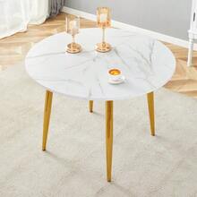Extendable Round Dining Table, Convertible Into An Oval, Diameter Of Approximately 107 To 137 Cm, Table Only (Chairs Not Included). - 白色 - 查看 6