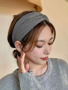 1pc Minimalist Solid Color Knotted Wide Headband For Women, Daily Sports Hair Tie, Fashion Hair Accessory - Multicolor - View 5