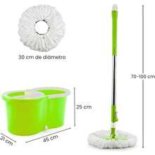 Magic Rotating Mop With Wringer Bucket, 360° Rotating Microfiber Head, Adjustable Telescopic Handle, Efficient Cleaning System For Wood, Ceramic, Marble Floors And More (BLACK) - Green - View 2