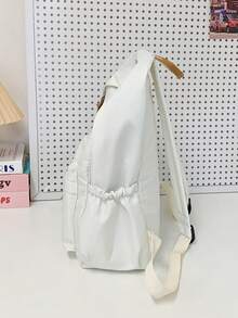 1 pièce Sac à dos étudiant de style universitaire décontracté de couleur unie, sac à dos léger à poches multiples pour l'école, sac à dos grande capacité, convient aux étudiants/diplômés/doctorants, applicable pour la rentrée scolaire, l'apprentissage sur le campus, les courts voyages, le camping en plein air et les sorties décontractées quotidiennes - multicolore - Voir 11