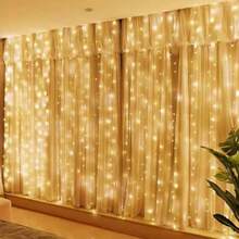 Luces de Cortina LED, 8 Modos de Iluminación, Con Control Remoto (Baterías No Incluidas). Luces de Decoración de Pared para Hogar, Dormitorio, Sala de Estar, Escenario - Alimentadas por USB, Decoración de Fondo para Fiesta de Cumpleaños, Apertura Escolar, Propuesta, Boda, Celebración, Luces de Hada, Decoración de Iluminación para Día de San Valentín, Halloween, Navidad, Luces de Hada de Cuento de Hadas, Luces de Cortina LED - Luces de cortina alimentadas por USB - Ver 22