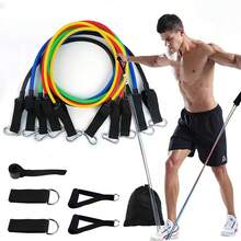 11pcs Muscle Training Resistance Bands, Multi-Function Fitness Resistance Rope, Fitness Training Elastic Band Set - A - View 8