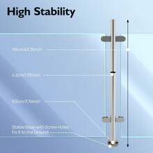 SanBouSi Stainless Steel Balustrade Middle Post Grade Stair Railing Glass Clamps Corner 110cm Railing Post - Silver - View 2
