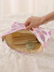 1pc Portable Cosmetic Storage Bag Ocean Series Shell & Starfish Pattern Double-Sided Print Travel Zipper Makeup Bag Multi-Functional Toiletry Organizer - Multicolor - View 2