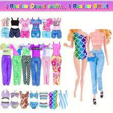 Set di 50 pezzi di vestiti e accessori per bambole di moda da 11,5 pollici, inclusi cappotto di pelliccia, abito da sposa, abito slip di moda, outfit, bikini, adatto per bambole da 30 cm come regalo (bambola non inclusa) - Stili di abbigliamento casuali - Visualizzare 6