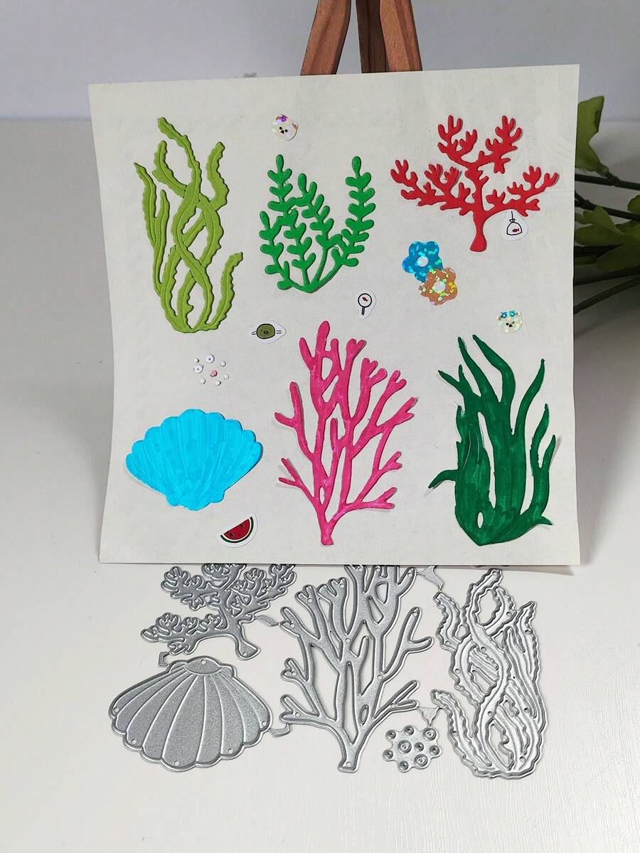 Scrapbook Die Cutting And Embossing Mold, Seaweed Metal Cutting Template Mold, For DIY Scrapbook Decoration Embossing Tool, Photo Album Cover Making Template, Handmade Greeting Card Background Decoration - One Size Fits All - View 1