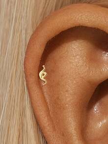 EleRunis 1PC 925 Sterling Silver Tassel Star Moon Flat Back Labret Conch Tragus Cartilage Helix Threaded Piercing Fine Jewelry For Daily Wear Party - Gold - View 19