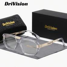 DriVision 1 Pair Unisex Subtle Style Full Frame Plano Glasses Exceptional Quality Geometric Frame Plano Glasses - Multicolor - View 4