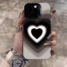 Heart-Shaped Shadow Case Suitable For Apple 15 Pro Max New Phone Case  16 Pro Premium 14 Pro 17 - 彩銀殼-綠色-愛心重影 - 查看 7