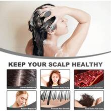 Silicone Scalp Massager, Scalp Scrubber For Hair Growth With Soft Bristles, Scalp Exfoliator Brush Dandruff Removal Shampoo Brush For Wet Dry Scalp Care (Black) - Black - View 4