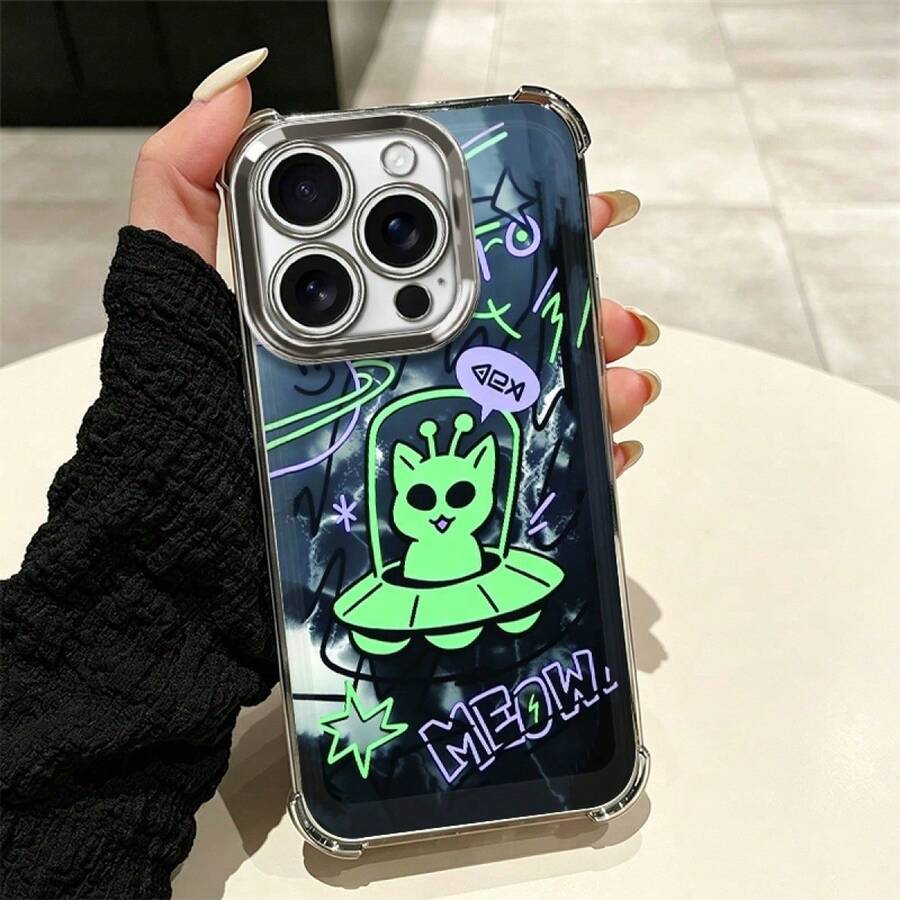 Alien Cat Modern Design Cell Phone Case With Full Drop Protection And Features, Suitable For Multiple Mobile Models Such As Series 5 Up To 17 Pro Including Plus, Pro, Pro And 16e, A And S Series With A03, A04, A04e, A05, A06, A12, A15, A22, A32, A34, A35, A54, A55, S23, S24 Ultra, Moto G52, G54, G84, C40, C65, M5s, M6 Pro 4G, X5, Pro And 9A, A3, Note 11 4G, Comfortable And Durable Case For Everyday Personal Use - 多色1 - 查看 1
